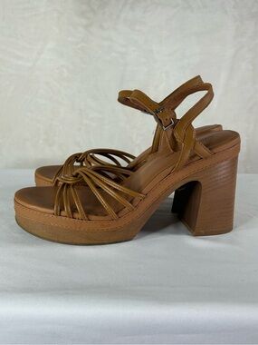 Lucky Brand Tan Strappy Platform Block Heel Sandals